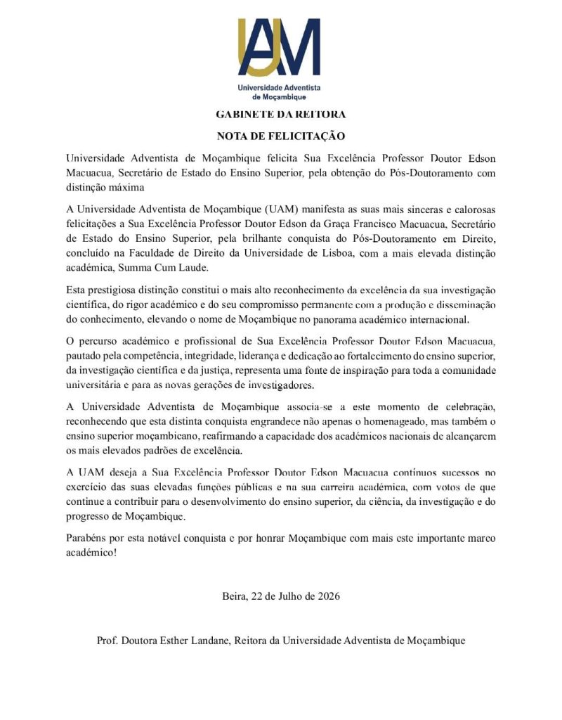UAM congratulates Edson Macuácua on his Post-Doctorate in Law
